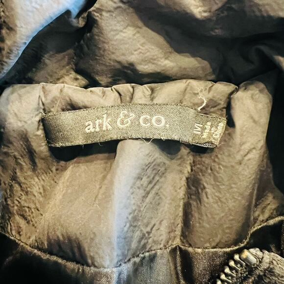 Ark Co Women’s Puffer Quilted Lace Jacket Size M Long Overcoat Black (A0125) - Picture 5 of 6